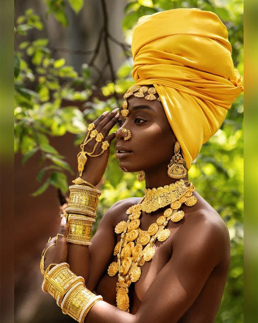 Portrait of beautiful woman wearing a coin headchain maasai with